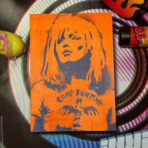 ⚡️Camp Funtime fluorescent Orange & Navy Graffiti Art Tray/Box 5x7x2